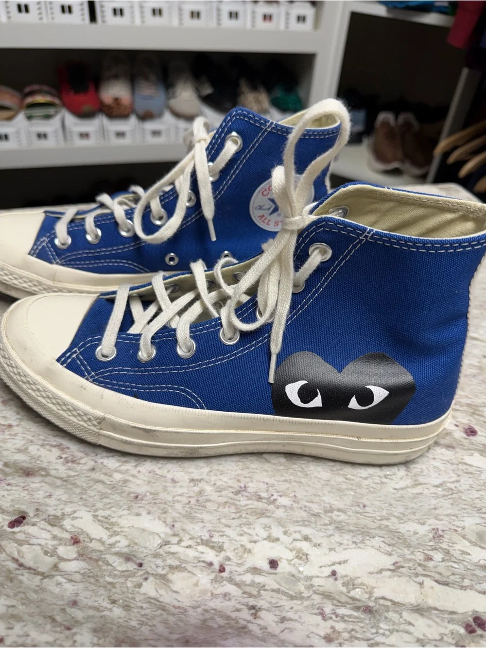 Comme des Garçons PLAY x Converse High-Top Sneakers in Blue - Picture 7 of 11